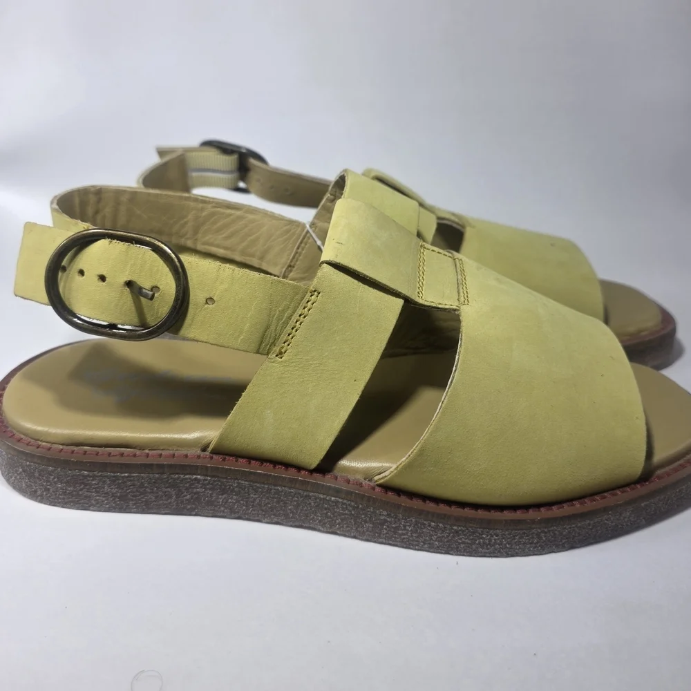 Gudrun Sjödén Women’s Leather Slingback Sandals EU 40 US 9 Yellow Green